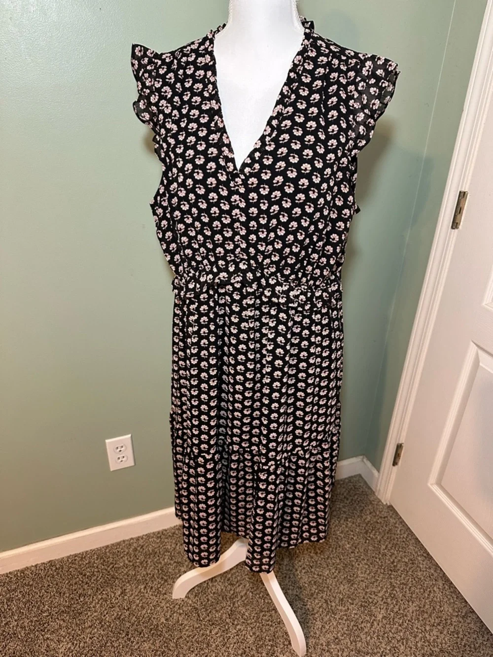 NWT J.Crew Ruffle V-Neck Floral Mini Dress Womens 16